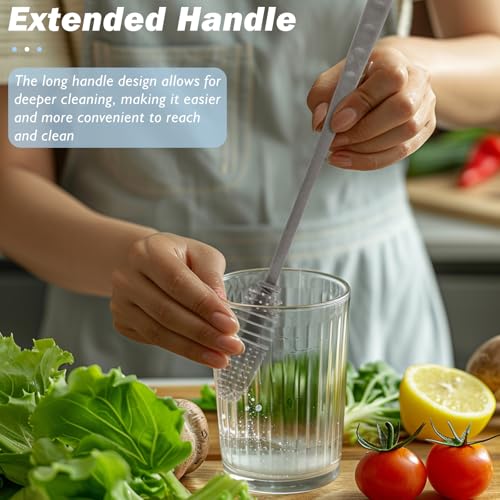 10.62 Inch Gray Bottle Brush with Long Handle for Water Bottles & Thermos