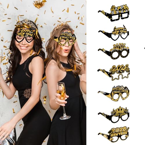 2026 Happy New Year Eyeglasses - 8 Pack Party Glasses