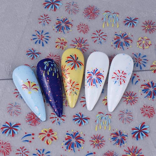 4th of July Nail Stickers 4 Sheets Patriotic Red White and Blue Decals