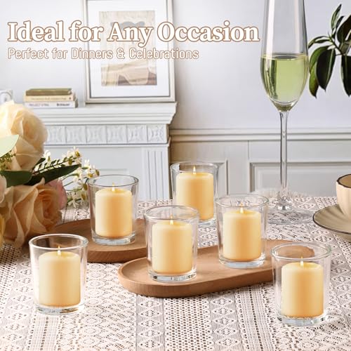 LETINE Clear Glass Tea Light Holders Set of 6 - Votive Candle Holders for Events & Home Decor