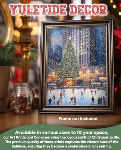 Unframed 11x14 NYC Christmas Ice Skating at Rockefeller Center Poster - Holiday Wall Art