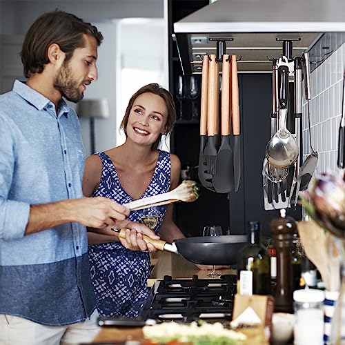 Black 360° Rotating Utility Hooks - Nail-Free Adhesive Kitchen Storage (2pcs)
