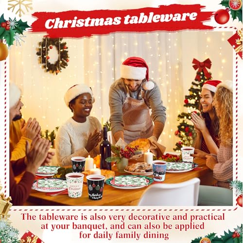 Christmas Disposable Plate and Napkin Set – Holiday Party Dinnerware & Cups