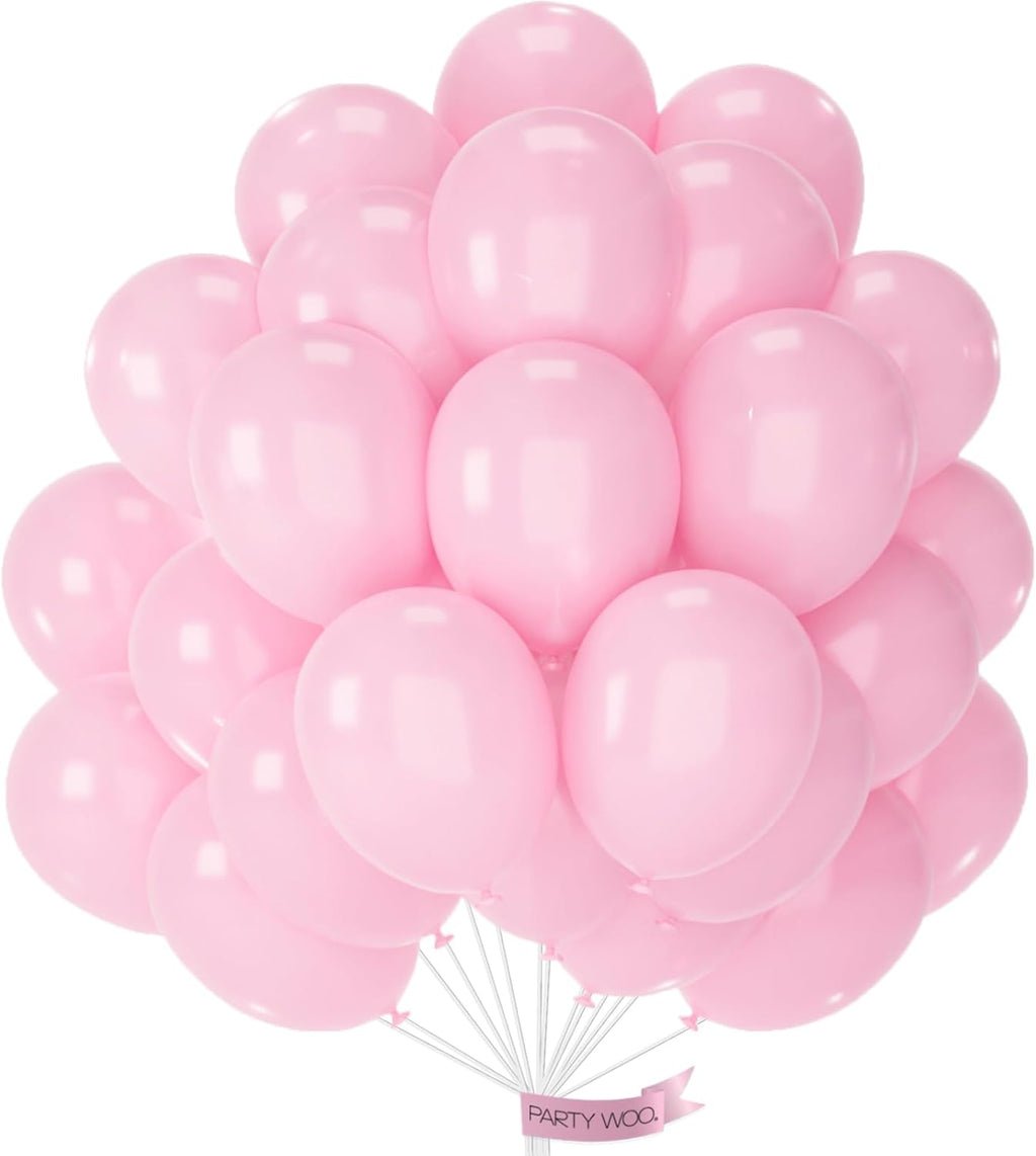 PartyWoo Light Pink Balloons - 100pcs 12 Inch Pastel Balloons for Baby Showers & Weddings