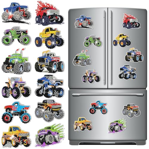 Zonon 12-Piece Truck Diamond Painting Kit - DIY Fridge Magnets