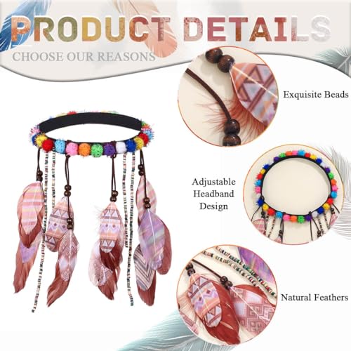 Campsis Boho Feather Headband Hippie Gypsy Costume Hair Accessory