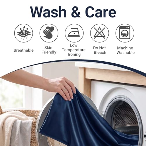 Satin Wedge Pillow Cover with Zipper - 25x25x10 Inch Navy Blue