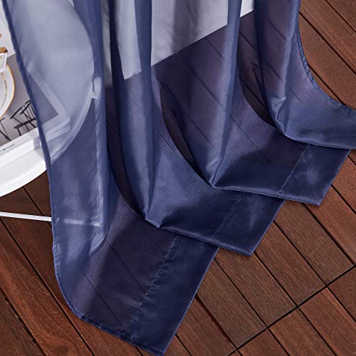 NICETOWN Dark Blue Sheer Curtains - 54" x 90" Grommet Panels