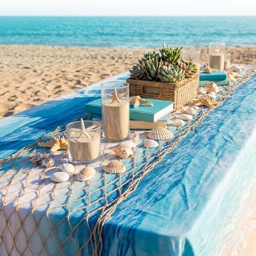 Decorative Fishing Net Table Runner - 12x72 inch Cotton for Parties