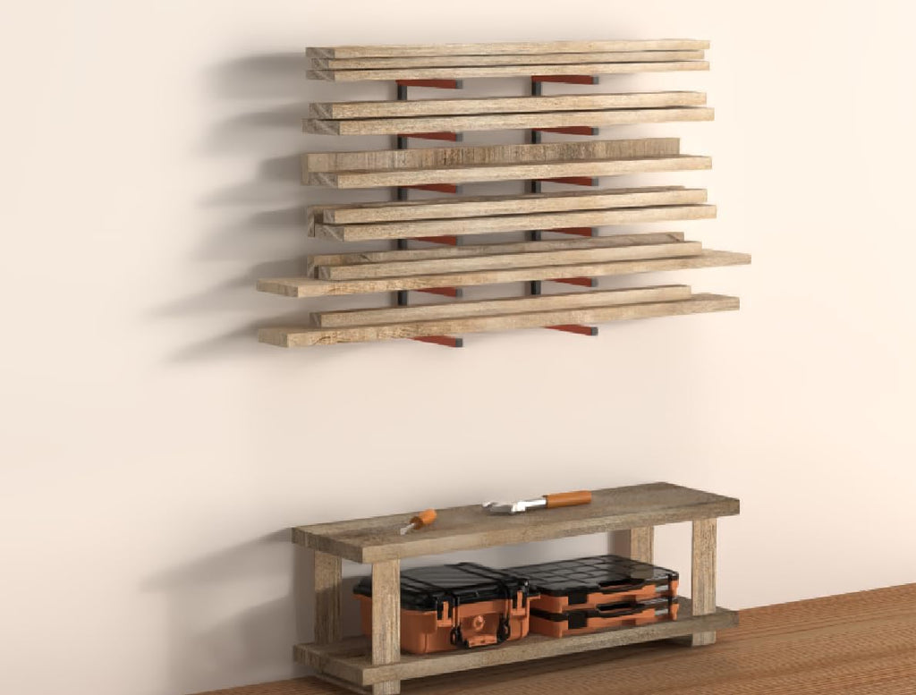 Nandae Heavy-Duty Wall Mount Lumber Storage Rack - 6 Levels for Workshop & Garage | Orange, 2 Pack
