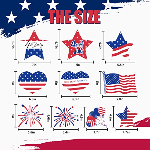 Quera 9 Sheets 4th of July Patriotic Window Clings