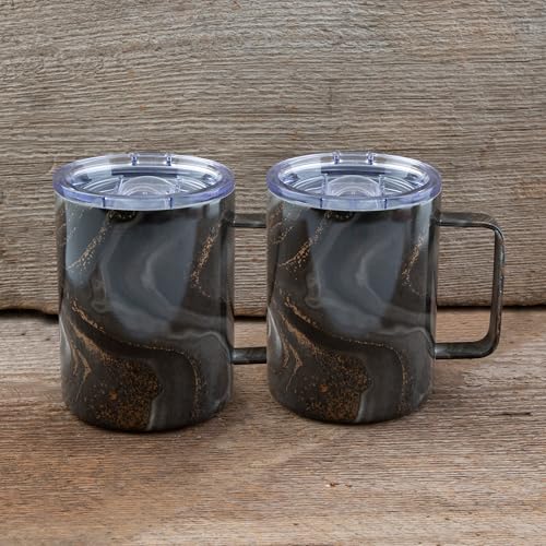 Cambridge Silversmiths Set of 2 16oz Insulated Red Geode Coffee Mugs