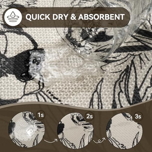 YDKGL Black Flower Bathroom Bath Mat Non Slip 16x24 Inches - Thin & Quick Dry