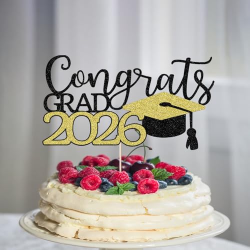 2026 Graduation Cake Topper - Congrats Grad Decor for Parties