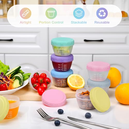 4oz Reusable Plastic Food Containers with Lids - 6 Pack