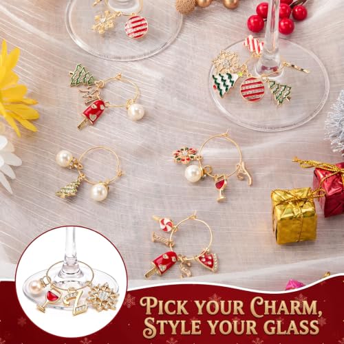 Landical 48-Piece Wine Glass Charms Kit - Red Green Christmas Style