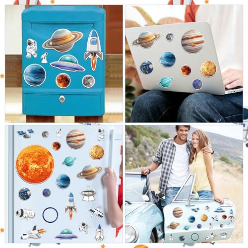 25 Outer Space Refrigerator Magnets - Astronauts & Planets Decor