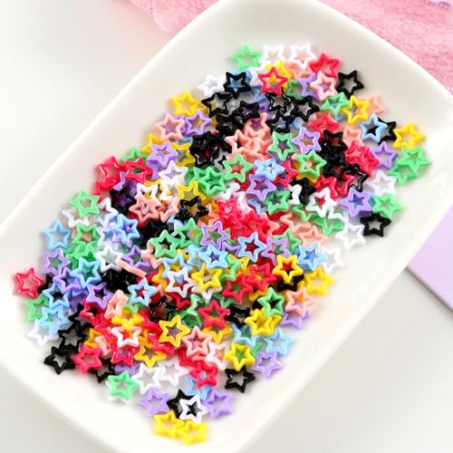 Kachimoo Kawaii Nail Charms 200 PCS Colorful Resin Heart and Star Gems