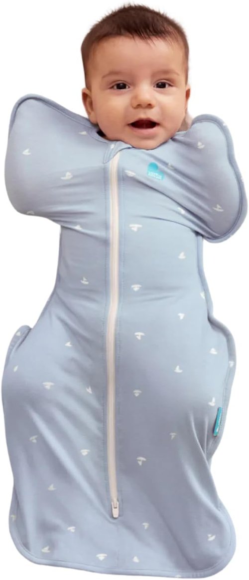 Love to Dream Swaddle Up - Soft Bamboo Fabric Wearable Blanket | Arms Up Design, 1.0 TOG, Medium 8-13 lbs, Boats Mist