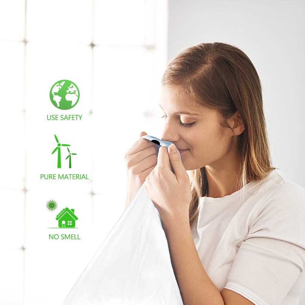 Teivio 5 Gallon 200pcs Strong Drawstring Trash Bags Garbage Bags, Small Plastic Bags for home office kitchen ，White Bathroom Trash Can Bin Liners