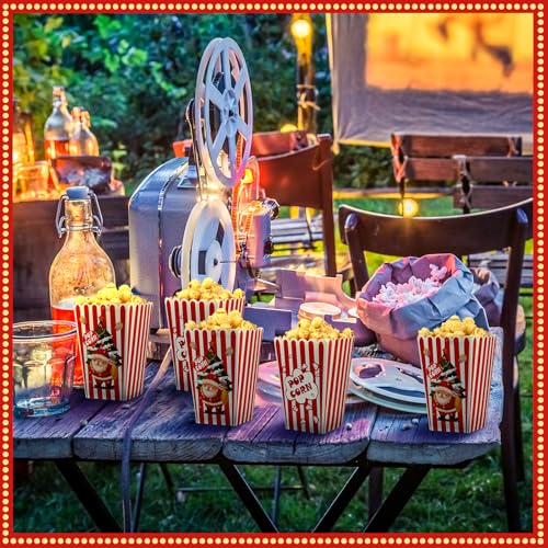Reallnaive Christmas Popcorn Boxes Set - Cute Santa Pattern, 24 Pack