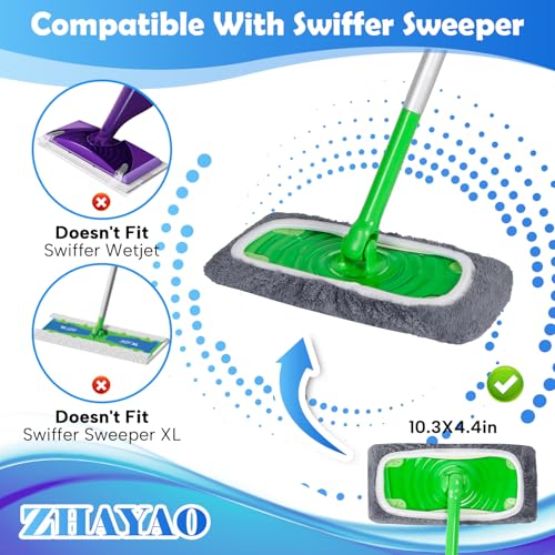 6 Reusable Microfiber Mop Pads for Swiffer Sweeper Mop - Washable & Durable