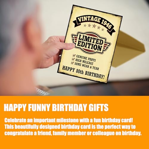 Funny 80th Birthday Card for Men 1946 Vintage Joke Greeting Card