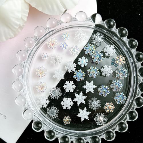 100Pcs Christmas 3D Resin Snowflake Nail Art Charms Rhinestones