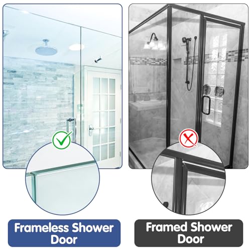 2 Pack Extended Stainless Steel Shower Door Hooks for Frameless Glass