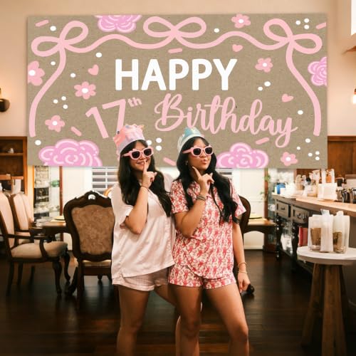 17th Birthday Backdrop - Elegant Waterproof Decoration for Girls