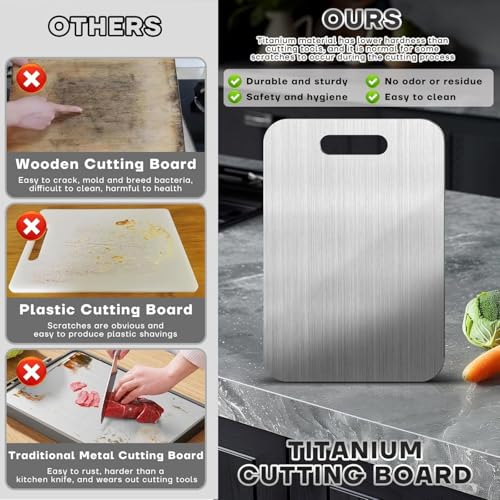 Roying 100% Titanium Cutting Board, 13.4" x 9" Non-Slip Prep & Serving Tray