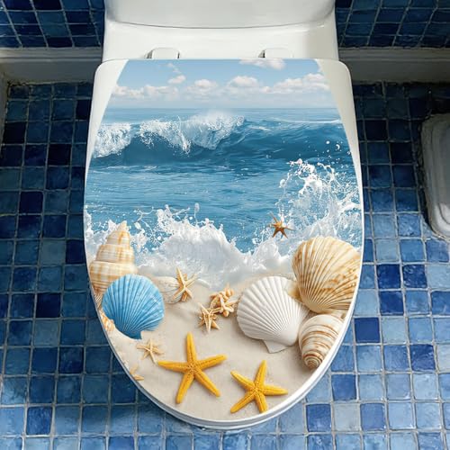 Beach Shells Toilet Cover Decal - Waterproof Self-Adhesive Vinyl Decoration