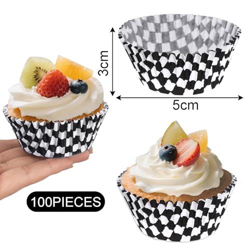 Racing Car Cupcake Liners and Toppers - 100 Pcs Set