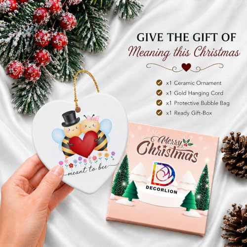 Meant To Bee Couples Christmas Ornament - Heart Gift for Engagement & Wedding