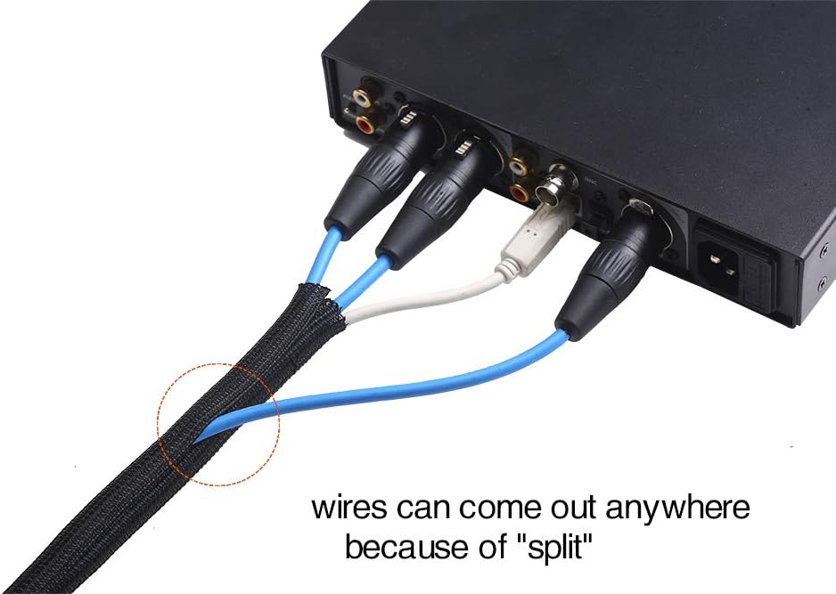 Alex Tech 10ft Cord Protector - Durable Wire Loom Tubing for USB & Power Cables - Black