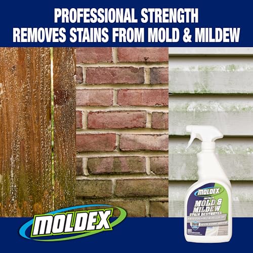 Moldex Mold & Mildew Surface Stain Cleaner with Bleach, 32 oz - Fast Acting Spray for Tile, Grout, and Outdoor Surfaces