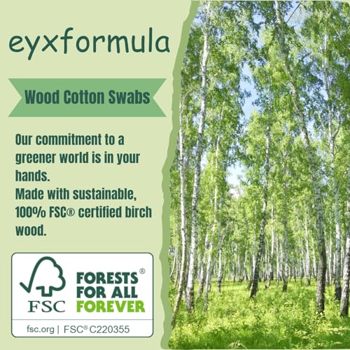 Eyxformula Pointed Cotton Swabs 200 Pcs - Precision Wooden Stick Buds for Makeup, Nails & Microblading