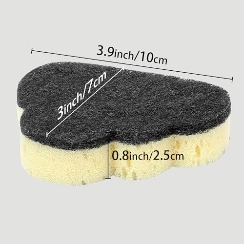 4 Pack Cloud Shape Scrub Sponges - Dual-Sided Kitchen Cleaning