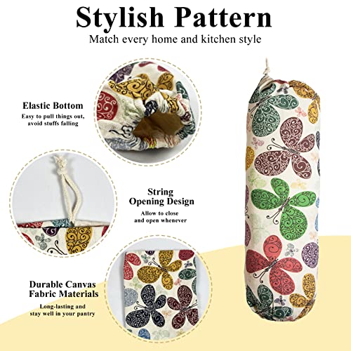 TOGETRUE Wall Mount Grocery Bag Organizer - Butterfly Pattern Storage Holder