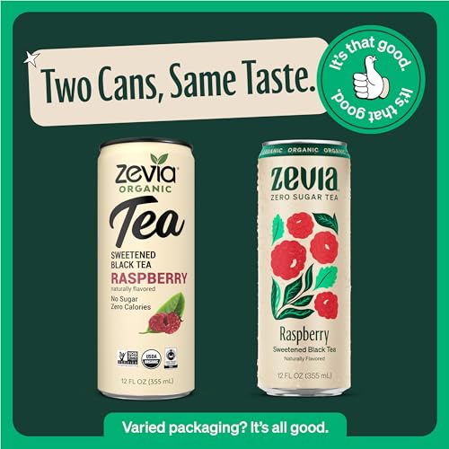 Zevia Organic Raspberry Black Tea - Naturally Sweetened, Zero Calories