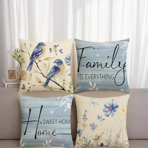 Family is Everything Decorative Throw Pillow Covers - Set of 4, 18x18 Inch