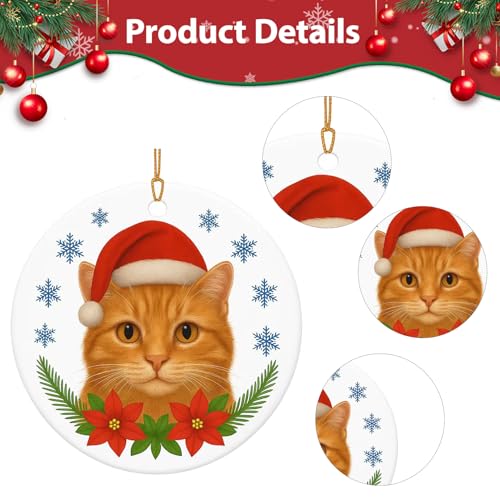 Ziyutam Ceramic Cat Christmas Ornament Funny Holiday Tree Hanging Decor