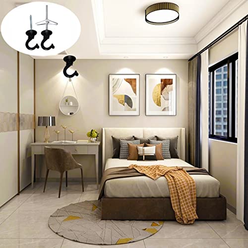 Heavy Duty Black Metal Swag Ceiling Hooks - 2 Sets for Hanging Plants & Lights