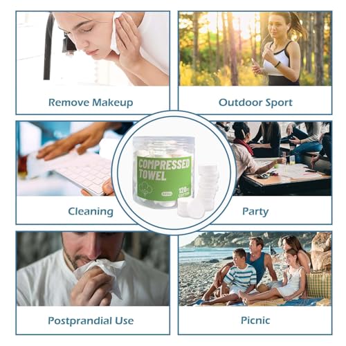 120 Pcs Compressed Towel Tablets, Compressed Washcloths ForTravel, Camping Towel, Coin Towels, Expandable WipesDisposable Face Towels For Home, Beauty Salon AndOutdoor Activities