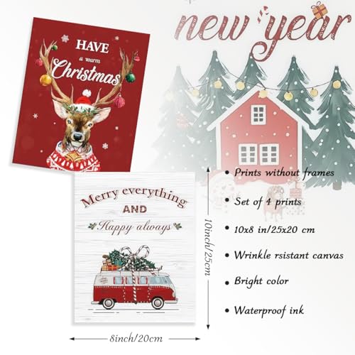 Dazzlewall 6-Piece Red Christmas Canvas Wall Art Set - 8x10 Unframed