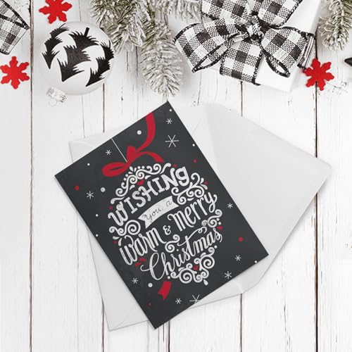 Celebrate the Season Chalkboard Christmas Greeting Cards Set - 25 Assorted Holiday Designs with Envelopes