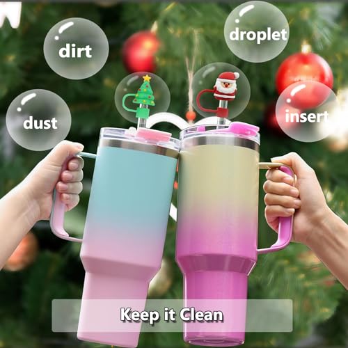 8-Pack Christmas Silicone Straw Toppers for Stanley Cups