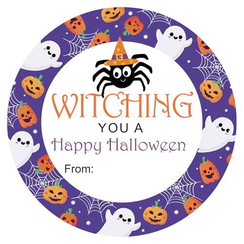 60PCS Halloween Stickers - 2 Inch Pumpkin Ghost Spider Labels