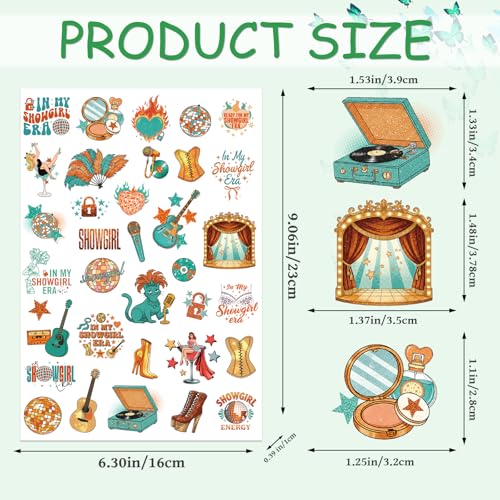 INCOK Showsgirl Temporary Tattoos - 8 Sheets Birthday Party Favors