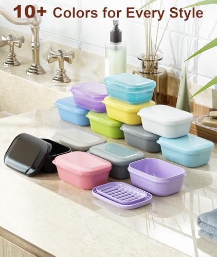 Quatish 3 Pack Leakproof Travel Soap Case - Pink, Green, Blue